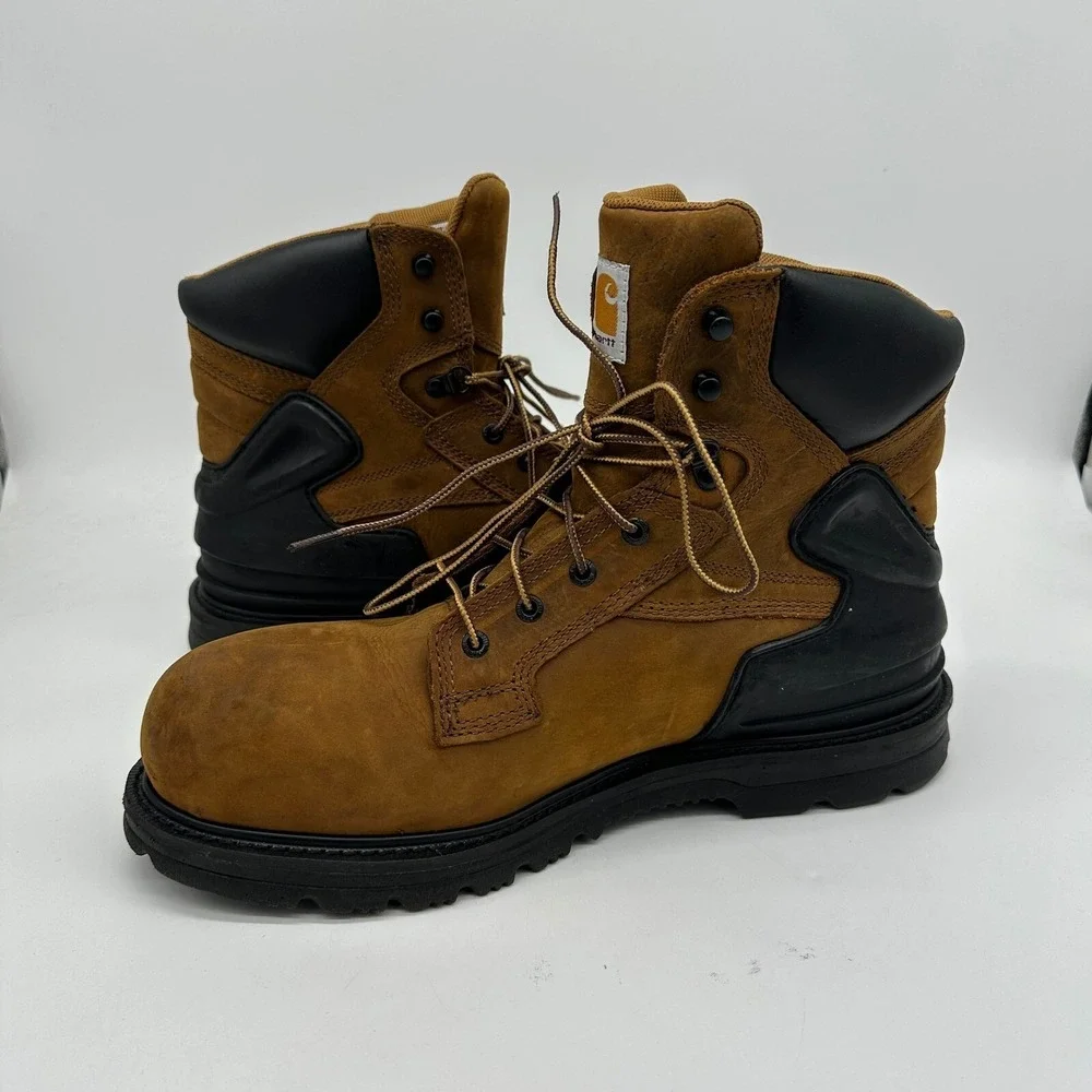 Carhartt Mens Work Boots 13 Brown Black Steel Toe Waterproof Leather CMW6220